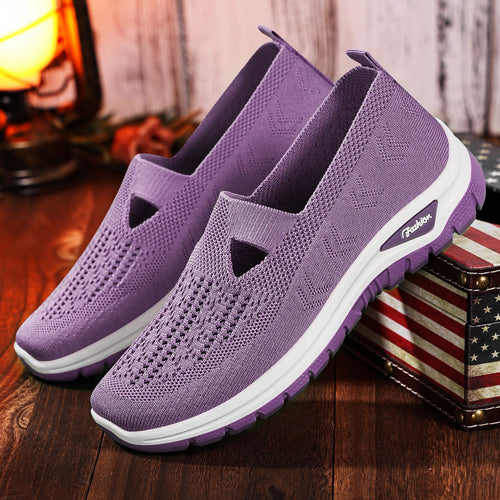 Damen nan gestrickter Schlupfsneaker mit atmungsaktivem Obermaterial und stoßdämpfender Profilsohle Drune