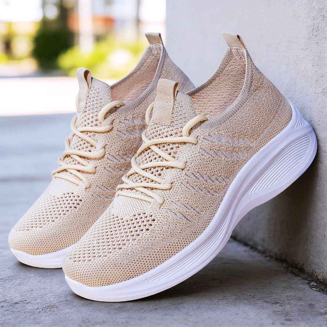 Damen nan ergonomischer Strick-Comfort-Sneaker mit gezielter Belüftung, elastischem Schlupfschaft und stoßabsorbierender Keilsohle Drune