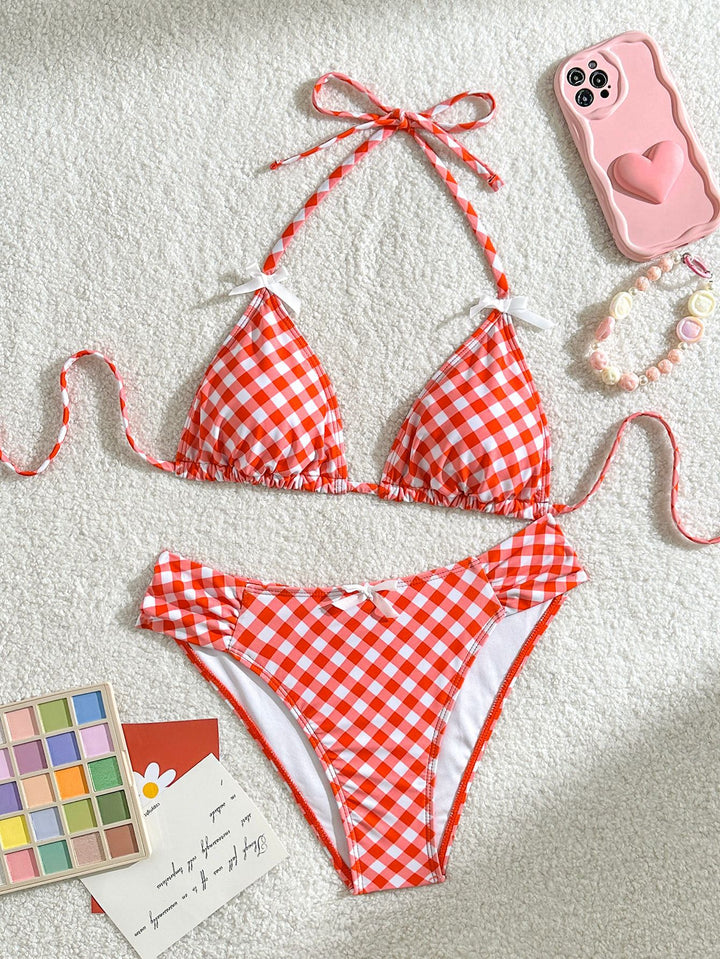 Damen Triangel-Bikini mit verstellbaren Schnürdetails und charmanten rüschigen Akzenten Drune
