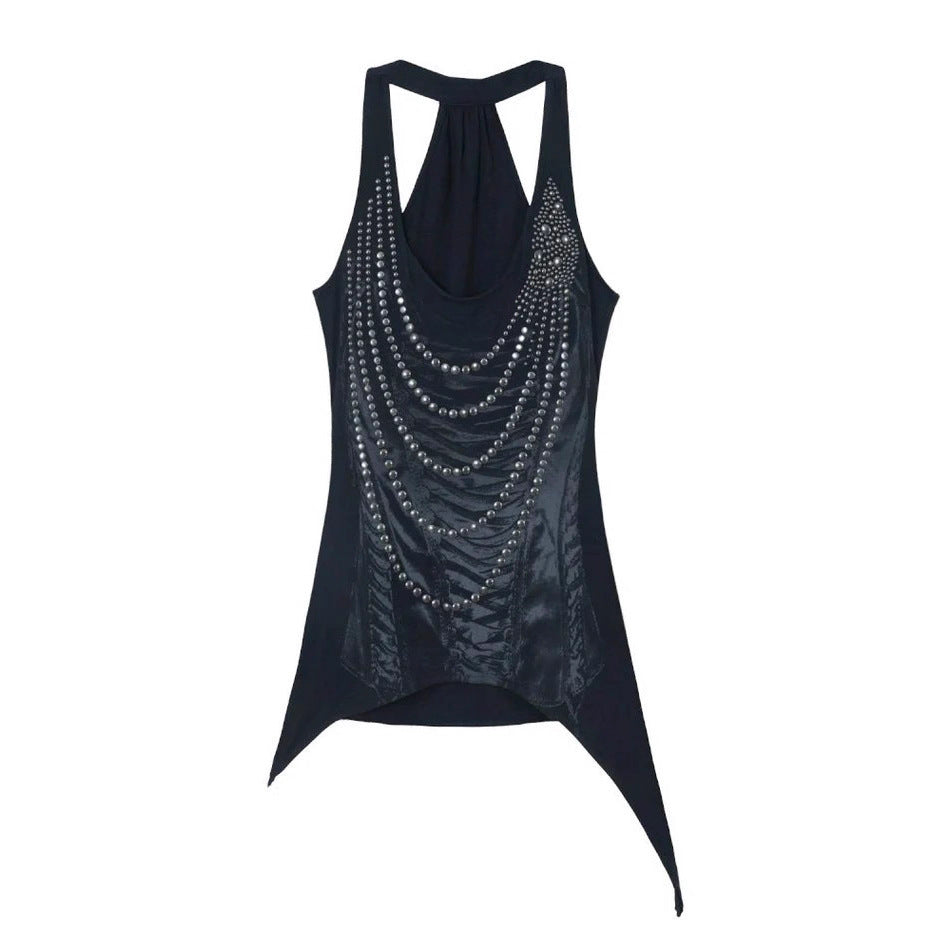 Damen Glitzerndes Tanktop mit asymmetrischem Schnitt Drune