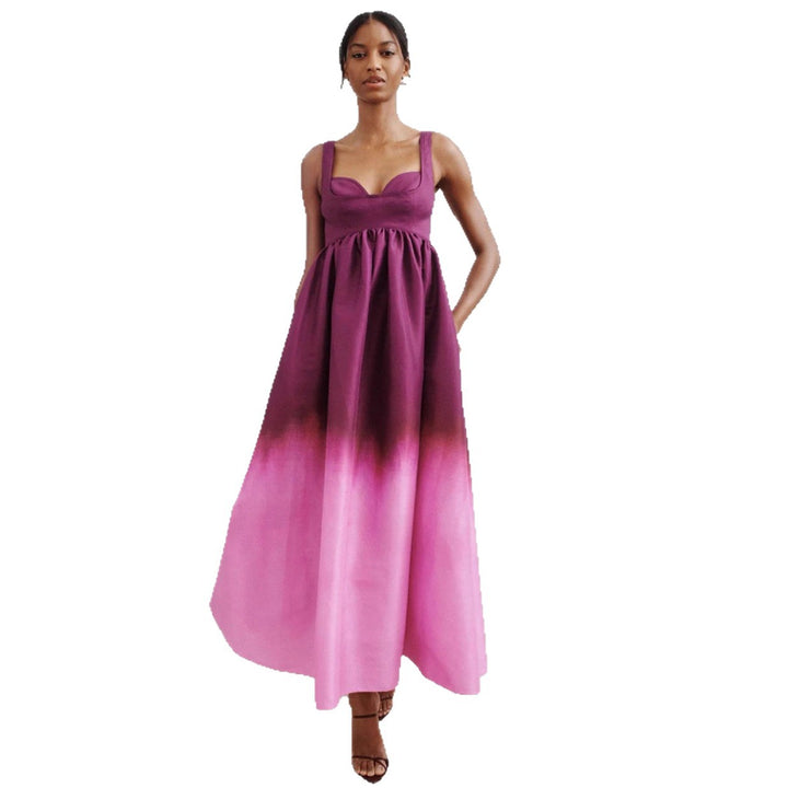 Damen nan bodenlanges Bustier-Maxikleid mit herzförmigem Dekolleté, breiten Trägern und geraffter Empire-Taille Drune