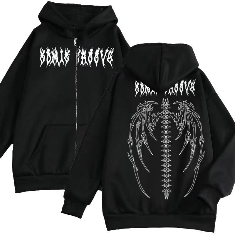 Damen Kapuzenjacke mit auffälligem Gothic-Design und bequemer Passform Drune