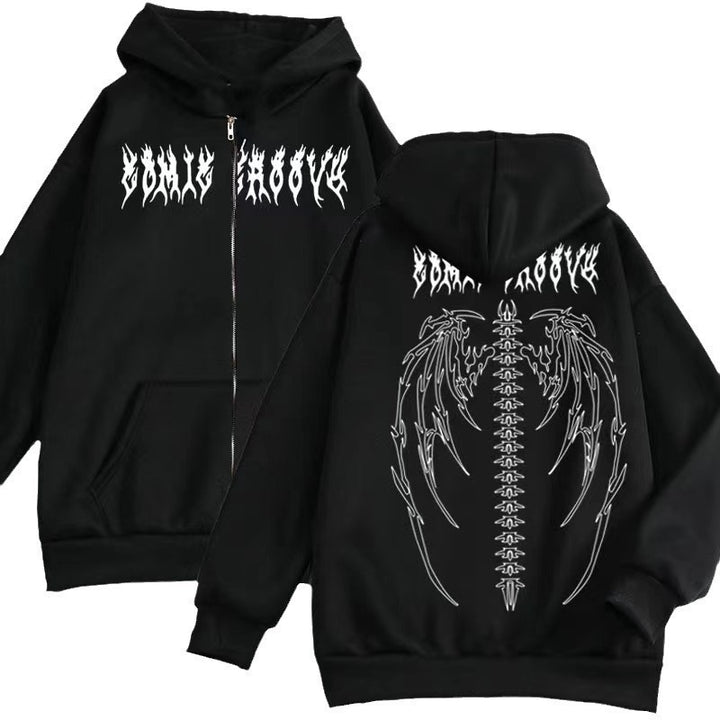 Damen Kapuzenjacke mit auffälligem Gothic-Design und bequemer Passform Drune