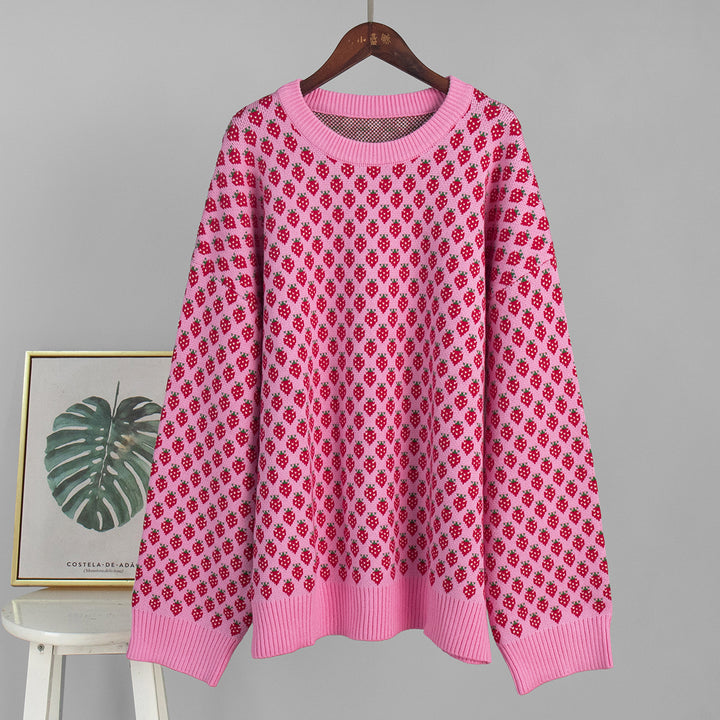 Damen Oversized Pullover mit floralem Muster Drune