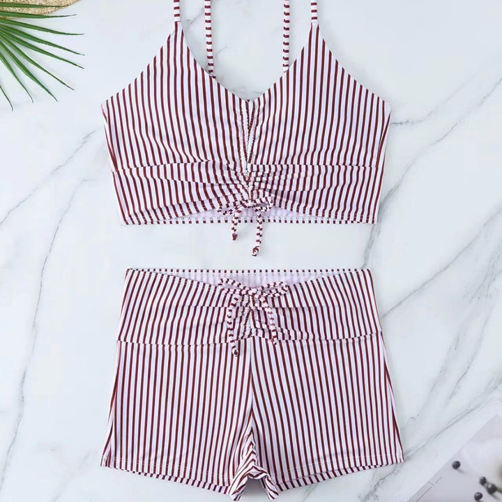 Damen Bikini mit floralem Rüschendesign und verstellbaren Trägern Drune