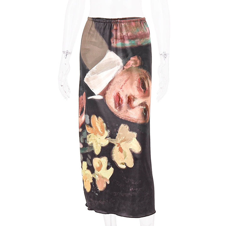 Damen cropped T-Shirt mit künstlerischem Druck und figurbetonter Passform Drune