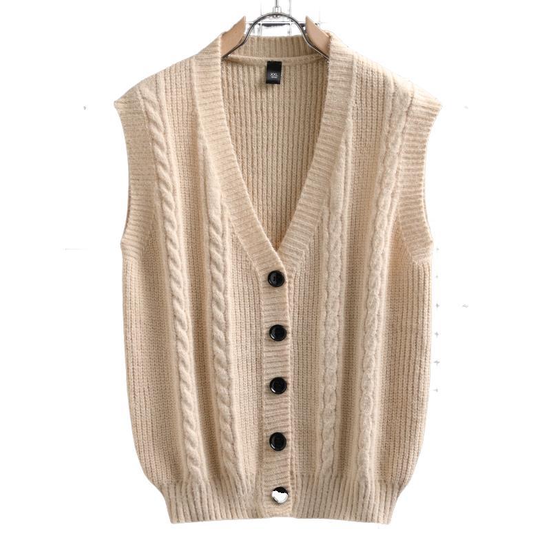 Herren ärmellose Strickjacke mit Zopfmuster und Knopfdetails Drune