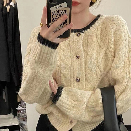 Damen Grobstrick Cardigan mit elegantem Zopfmuster Drune