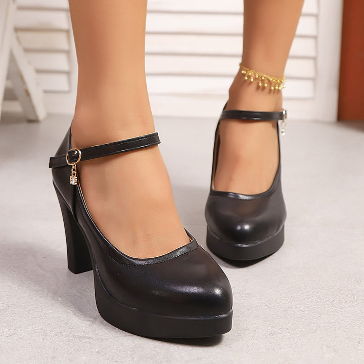 Damen High-Heel Pumps mit verstellbarem Riemen und funkelndem Detail Drune