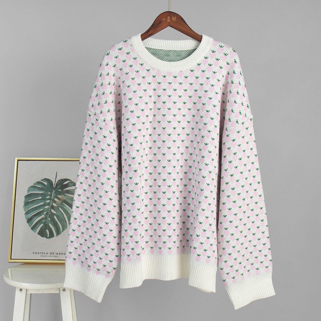 Damen Oversized Pullover mit floralem Muster Drune