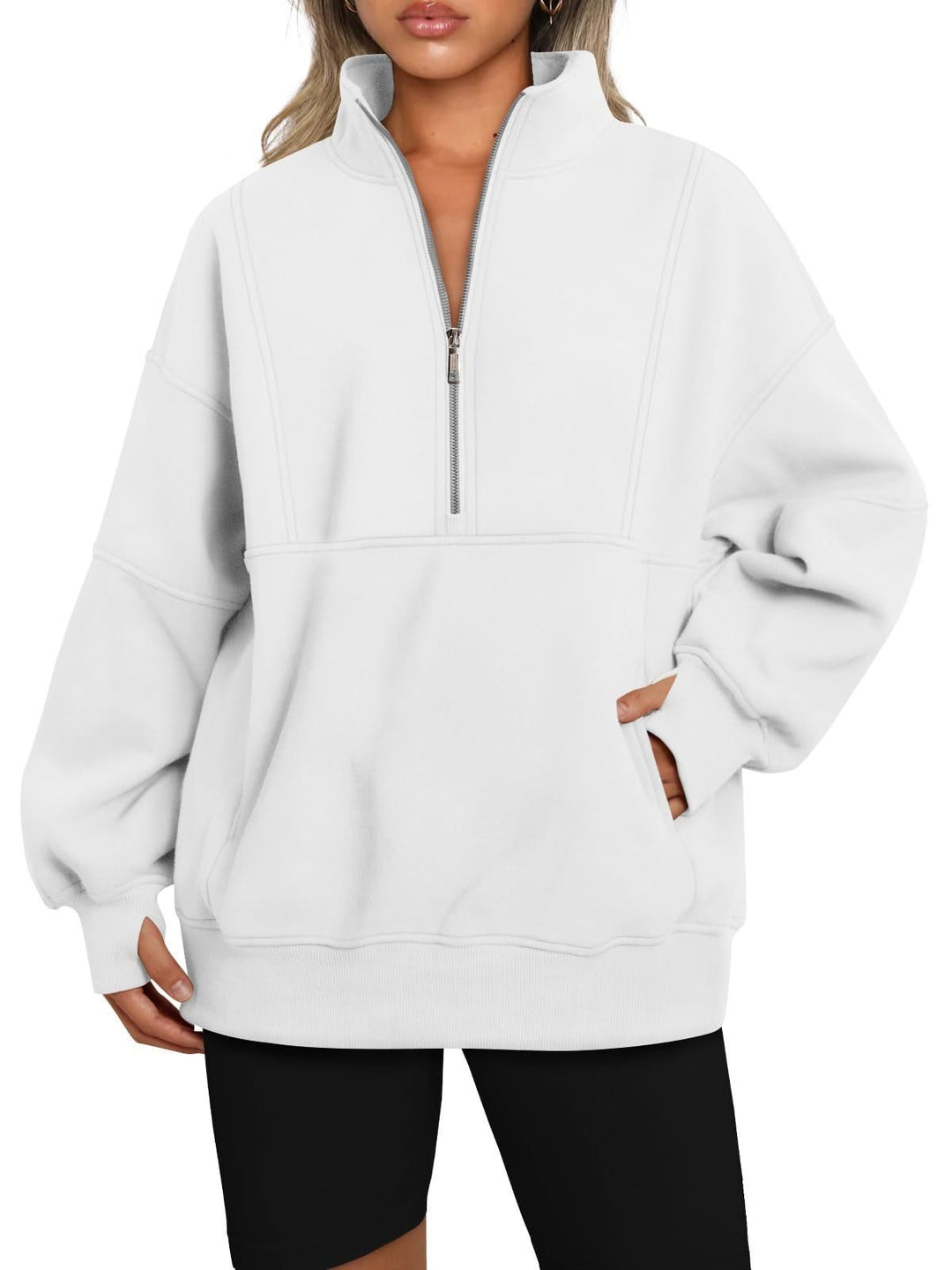 Damen Sportlicher Hoodie mit hohem Kragen und Reißverschluss Drune