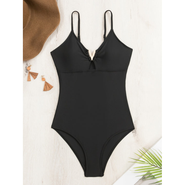 Damen Einteiler Badeanzug mit stilvollem Cut-Out und modischem V-Ausschnitt Drune