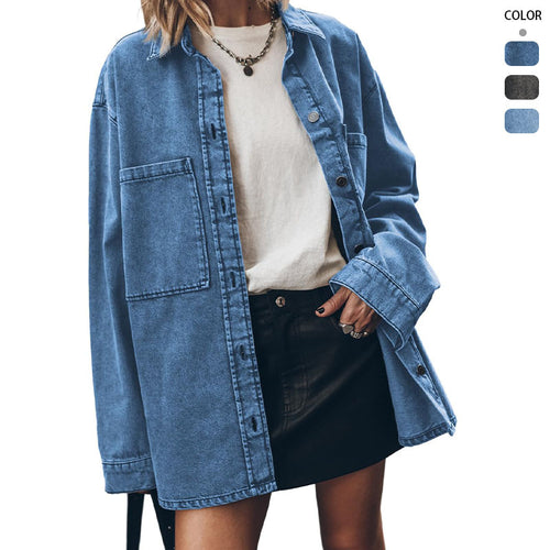 Damen Overshirt aus Denim mit lässigem Schnitt Drune