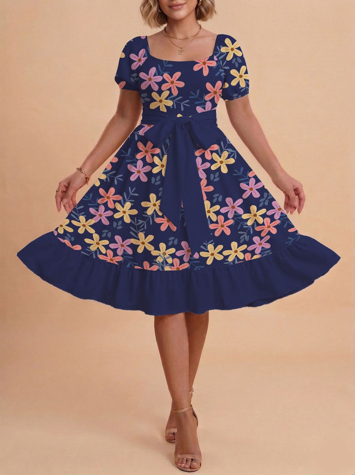 Damen Verspieltes Maxikleid mit Bärenmuster und taillierbarem Band Drune