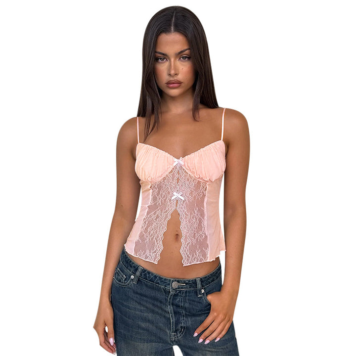 Damen Spitzen-Camisole mit Dekorativen Schleifendetails Drune