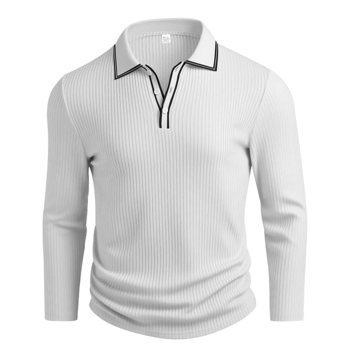 Herren Langarm-Polohemd mit strukturiertem Design Drune