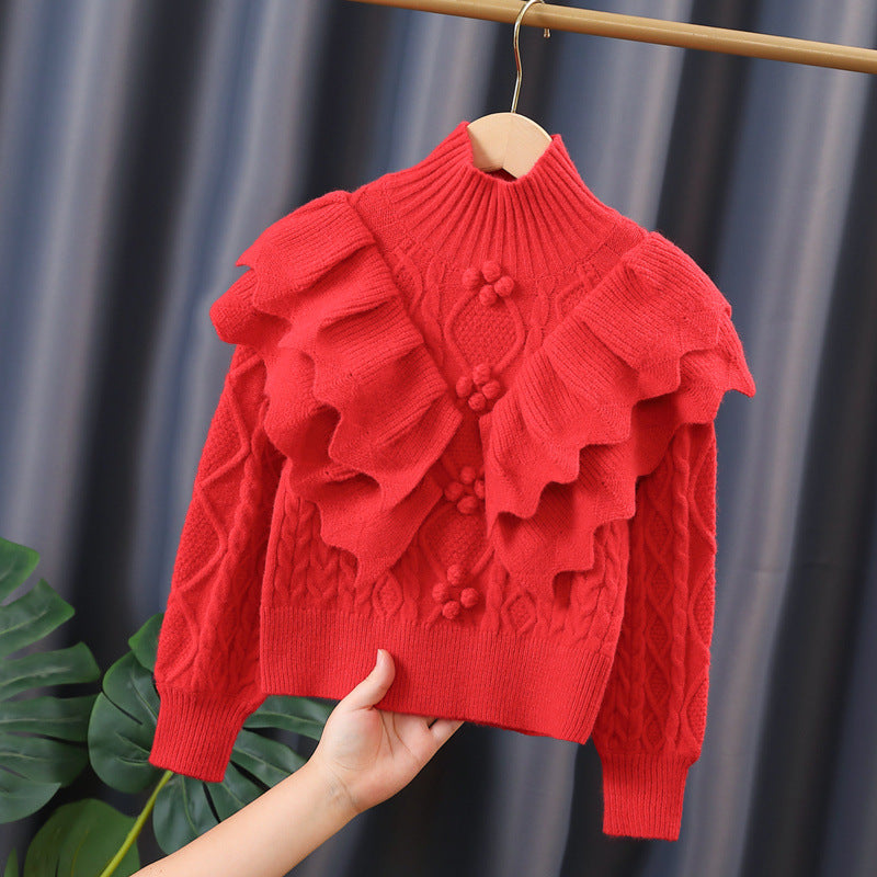 Damen Strickpullover mit voluminösen Rüschendetails Drune