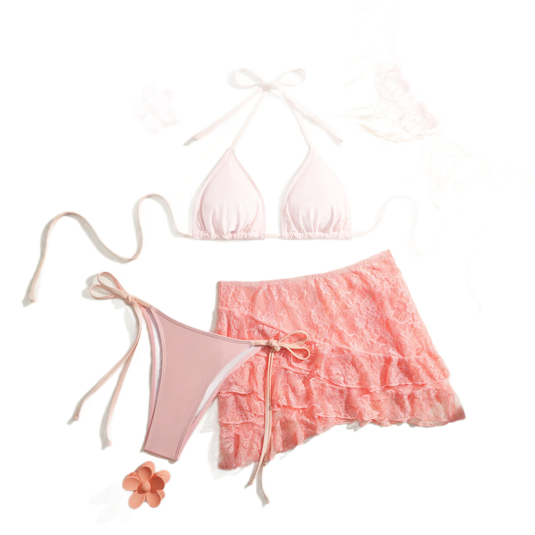 Damen Bikini mit verführerischem Spitze-Überwurf Drune
