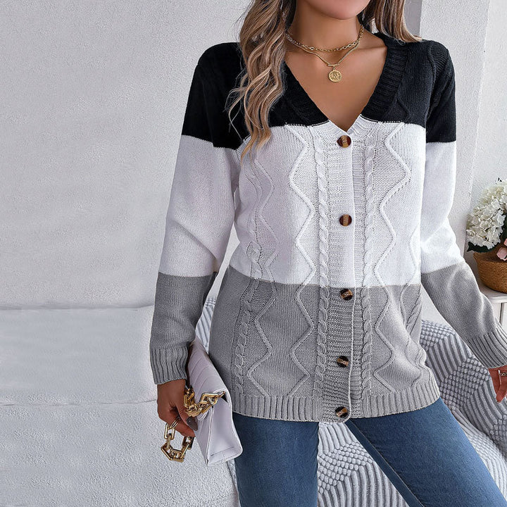 Drune | Farbblock Strickjacke Mit Modischem Stil