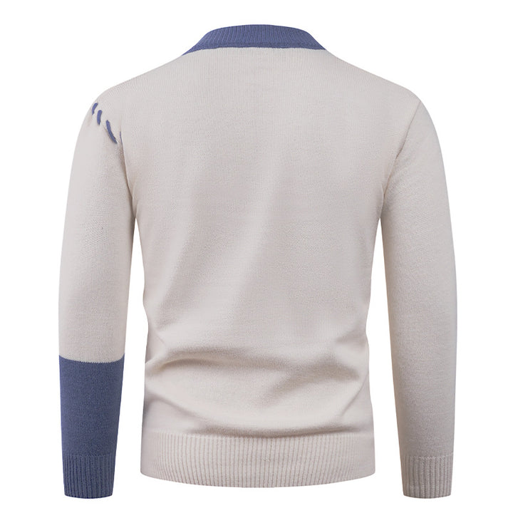 Herren nan Patchwork-Strickpullover mit Zopfstrick-Einsätzen und dekorativen Nahtapplikationen Drune