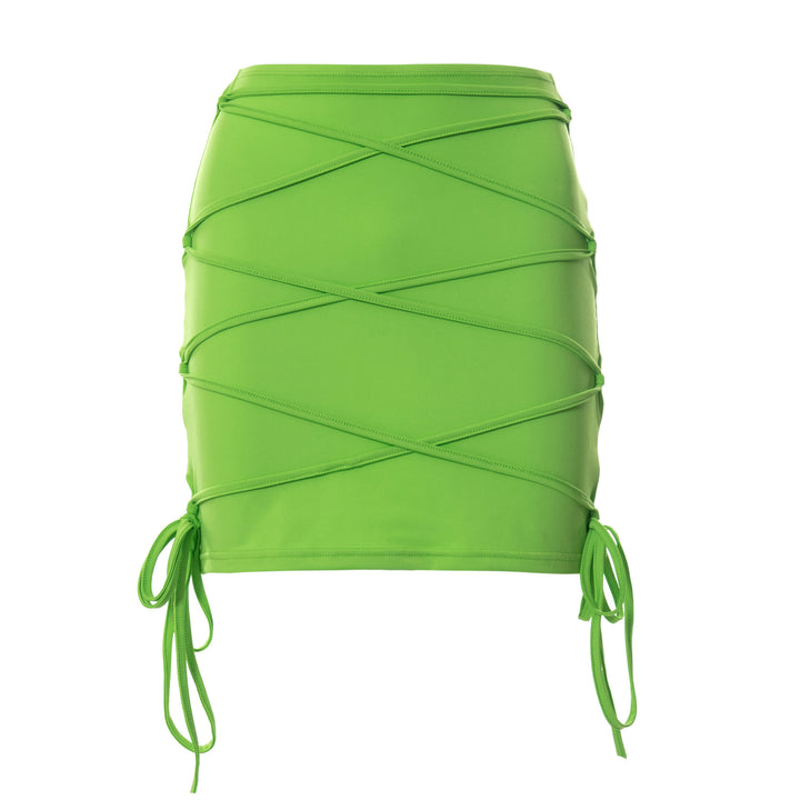 Damen Minirock mit gekreuztem Design und verstellbaren Schnüren Drune