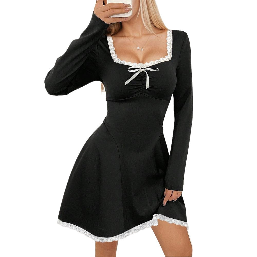 Damen Minikleid mit geschmackvollem Spitzen-Detail und eleganter Schnürung Drune