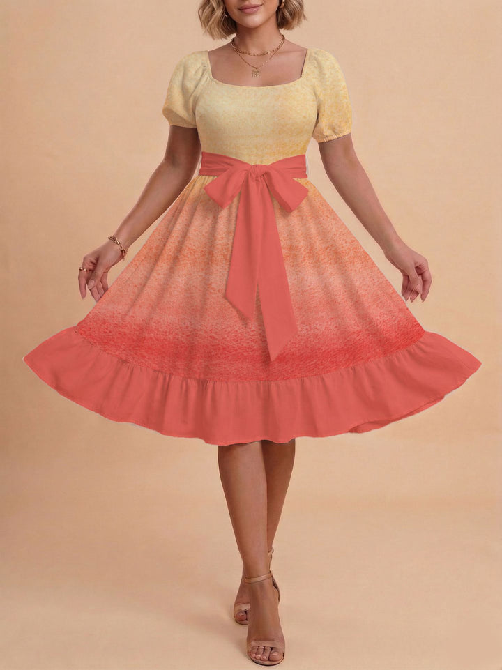Damen Midikleid mit verspieltem Druck und tailliertem Schnitt Drune