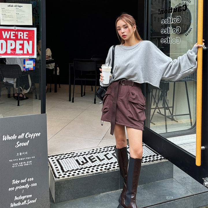 Damen lässiger oversized Pullover mit voluminösen Ärmeln Drune