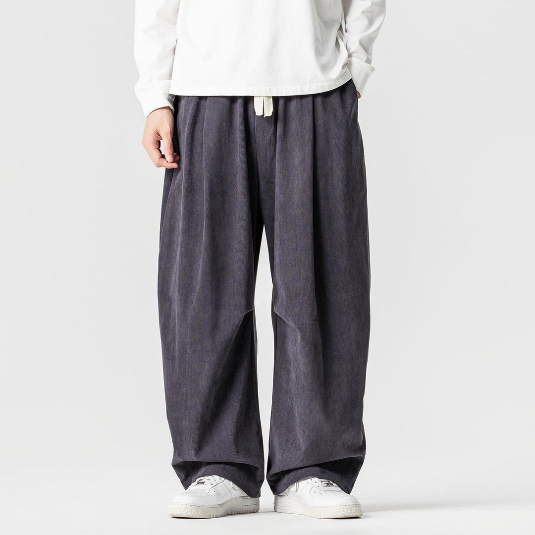 Herren nan weite Cordhose mit Tunnelzug, Bundfalten und relaxed Fit Drune
