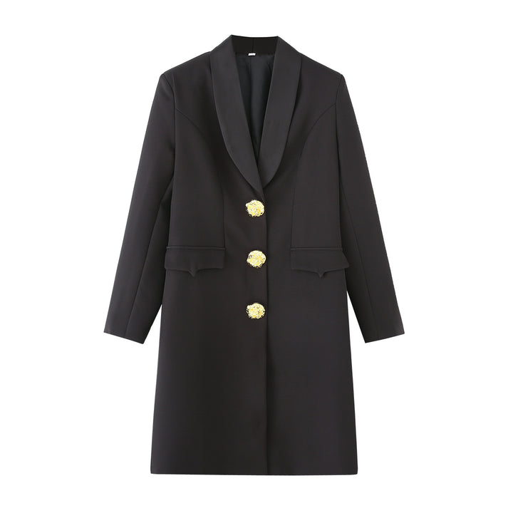 Damen elegante Blazerjacke mit dekorativen Knöpfen Drune