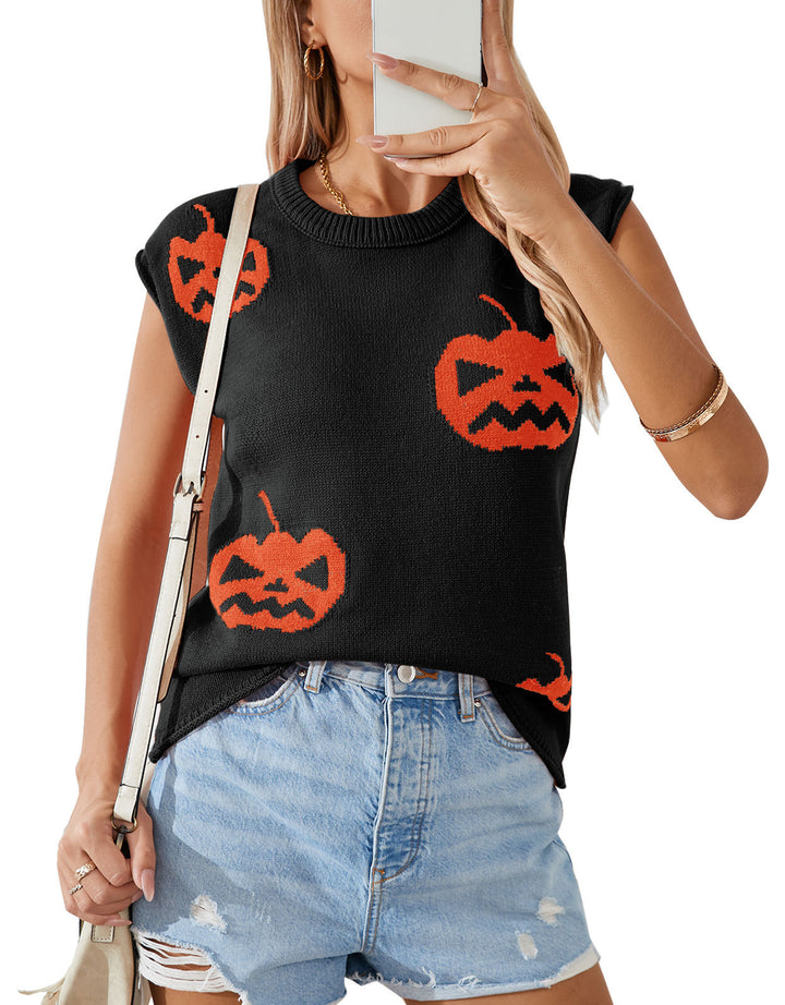 Damen Strickoberteil mit Halloween-Motiv Drune