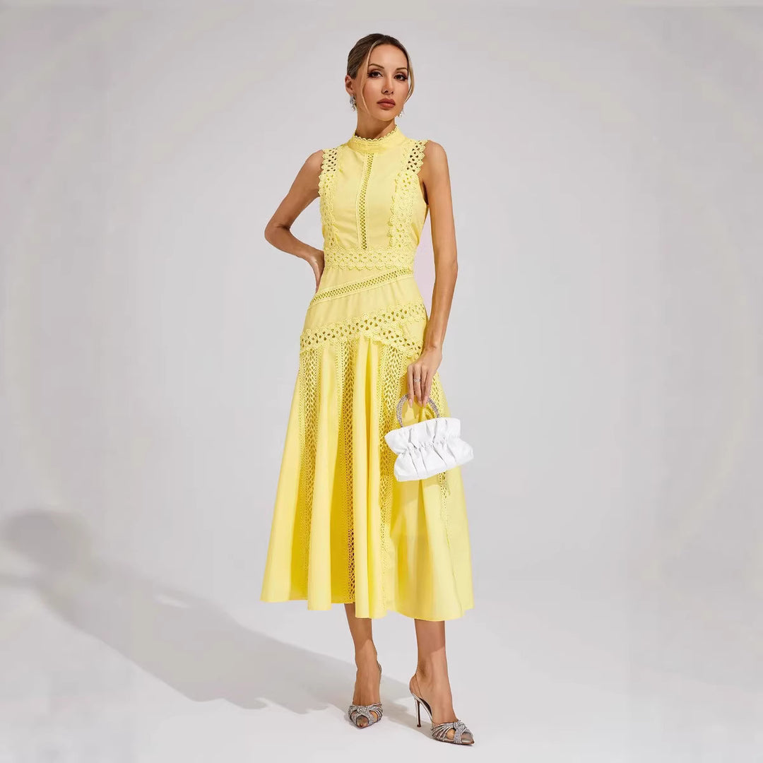 Damen Midi-Kleid mit aufwendigen Spitzenakzenten Drune