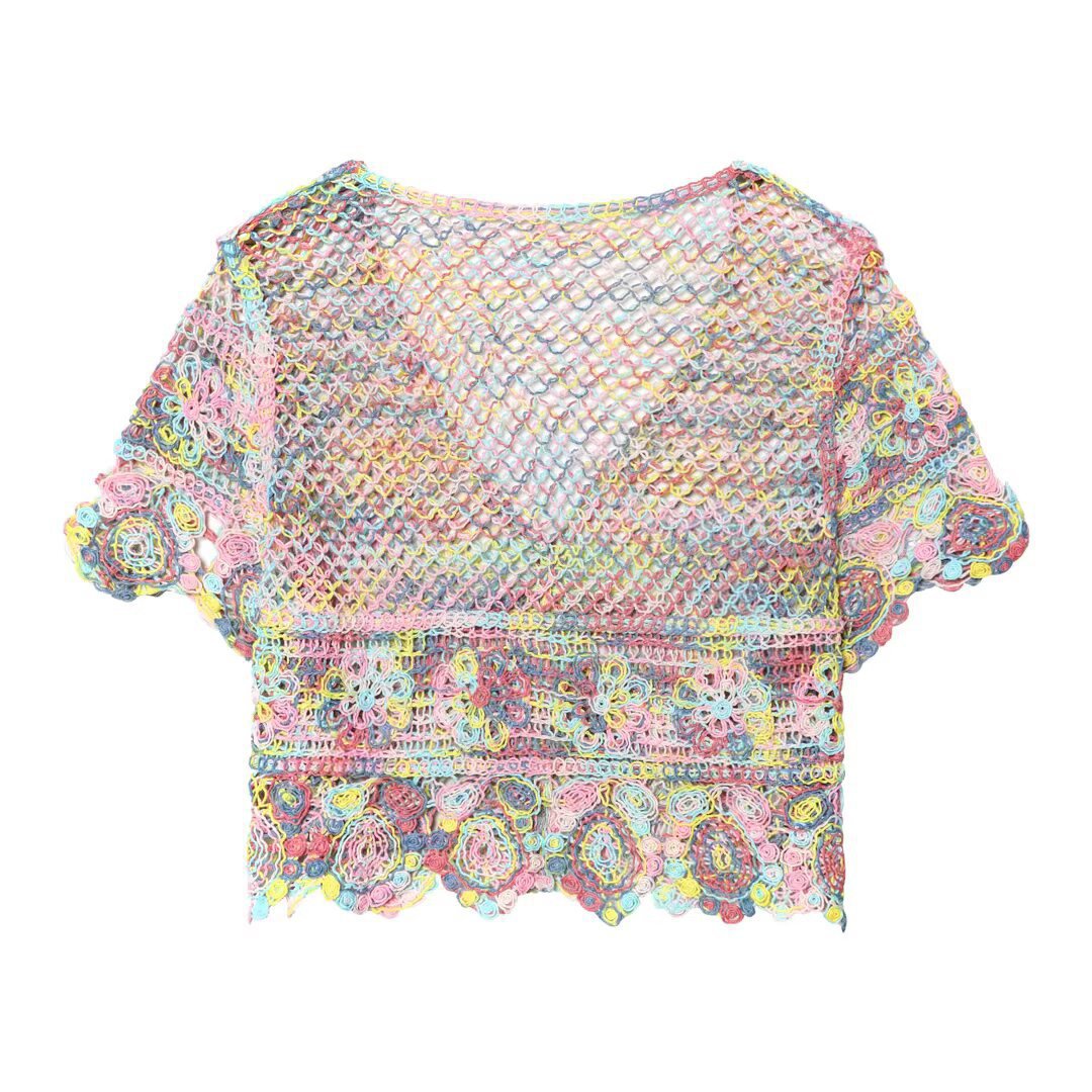 Damen luftige Strickjacke mit Blumenmuster Drune