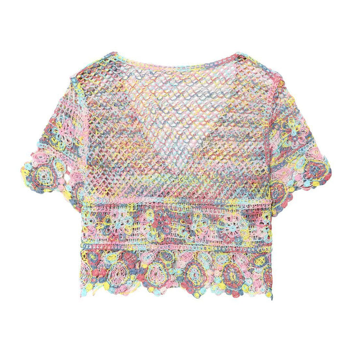 Damen luftige Strickjacke mit Blumenmuster Drune