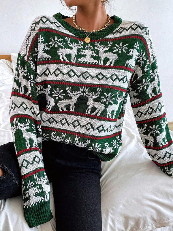 Damen Weihnachtspullover mit modernem Rentier-Muster und exklusiver Strickqualität Drune