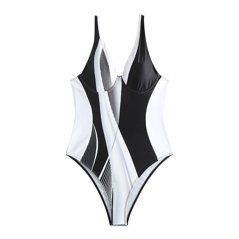 Damen Einteiler Badeanzug mit stylischem geometrischem Design Drune
