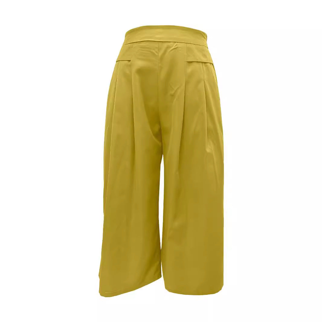 Damen Weite Culotte mit eleganten Falten und praktischen Taschen Drune