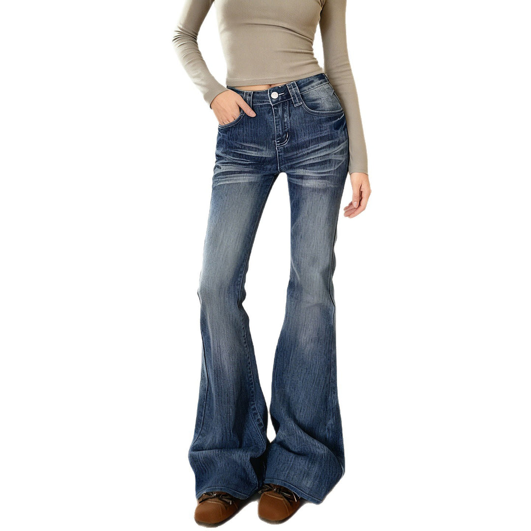 Damen Flared Jeans im lässigen Vintage-Stil mit hohem Bund und stylischen Waschungen Drune
