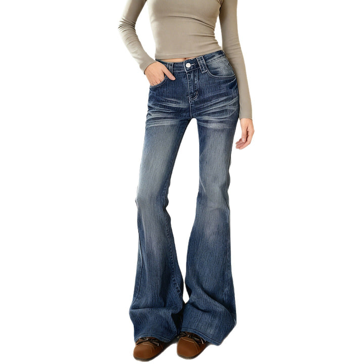 Damen Flared Jeans im lässigen Vintage-Stil mit hohem Bund und stylischen Waschungen Drune