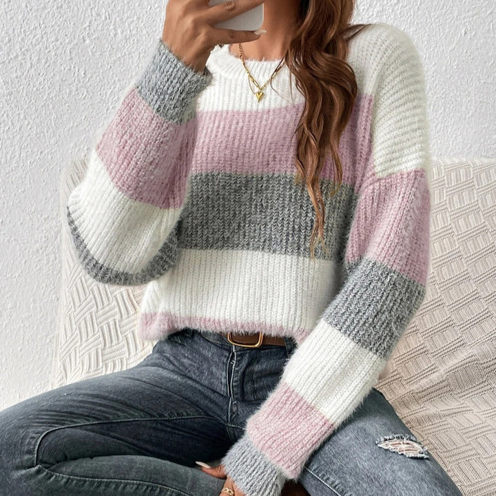 Damen Modischer Streifenpullover mit weichem Textilmaterial Drune
