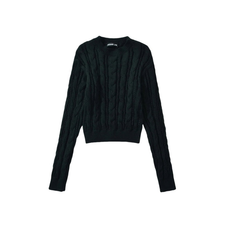 Damen modischer Strickpullover mit Kabelmuster und figurbetonendem Schnitt Drune