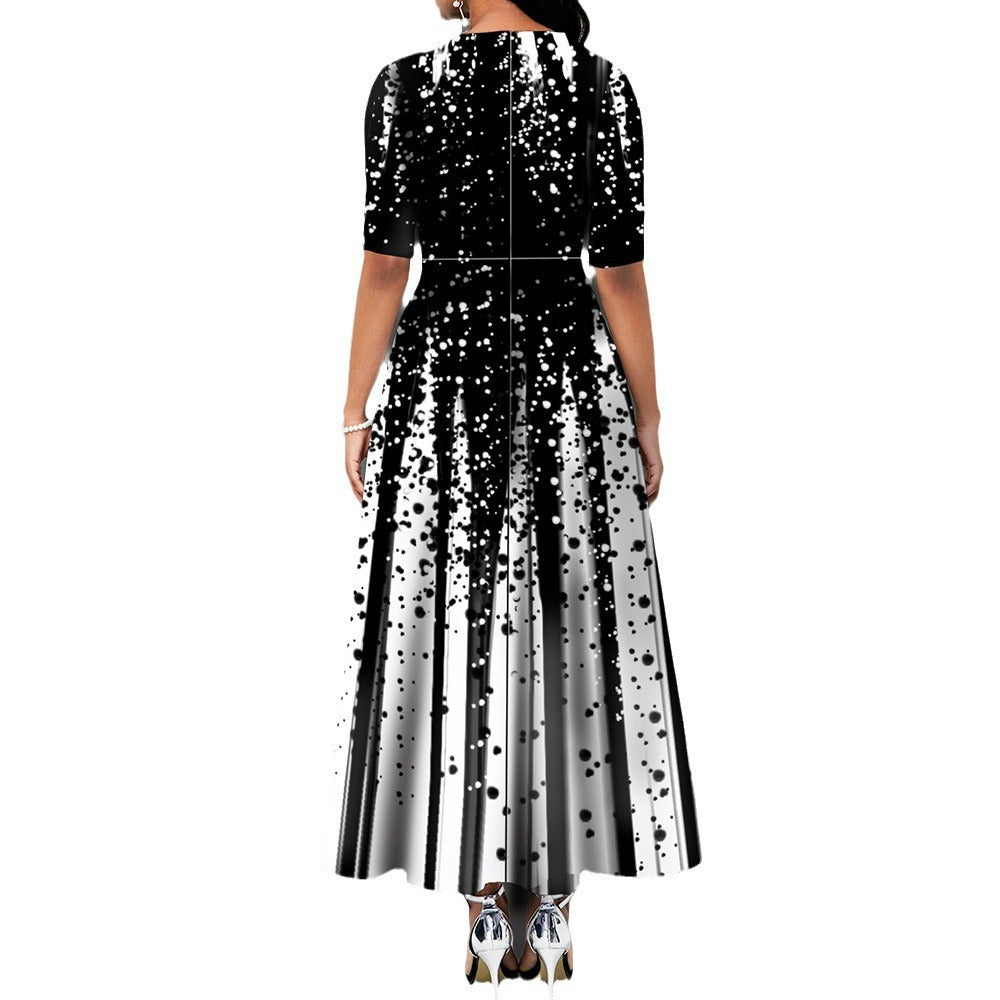 Damen Elegantes Maxikleid mit auffälligem Muster und praktischen Taschen Drune