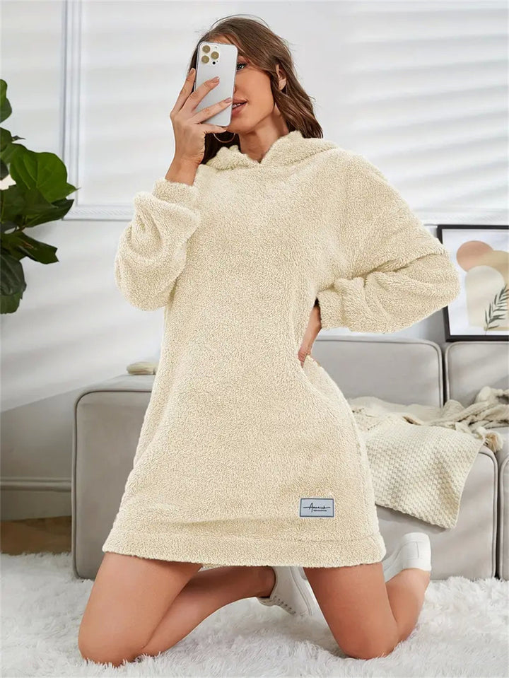 Damen Kuscheliges Hoodie-Kleid Drune