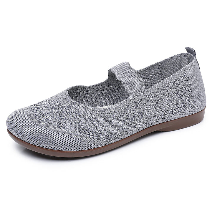 Damen nan gestrickter Mary-Jane-Slipper mit elastischem Riemen und ergonomischer Komfortsohle Drune