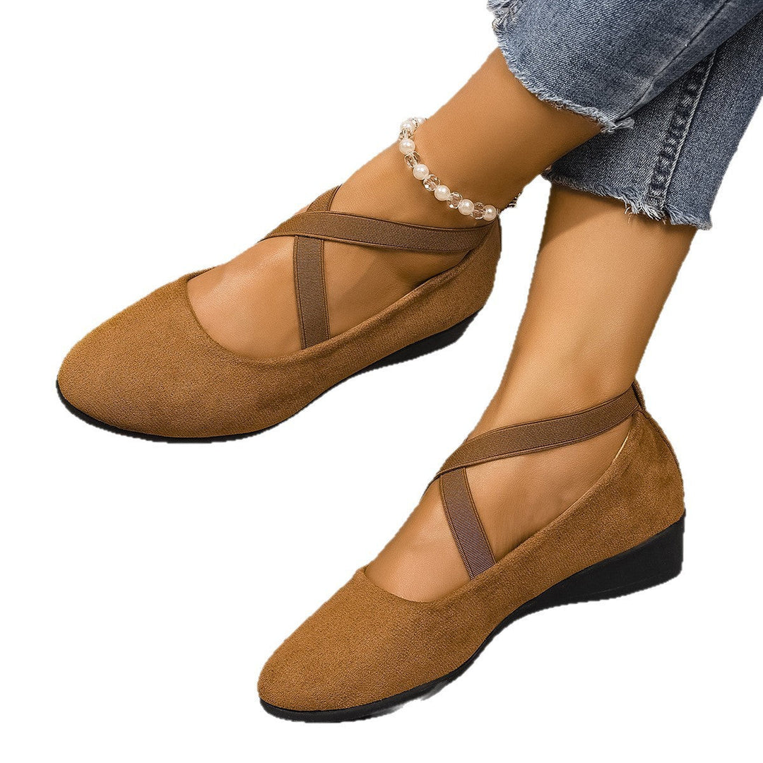 Damen Wedge-Ballerinas mit elastischem Kreuzband-Design und rutschfester Sohle Drune