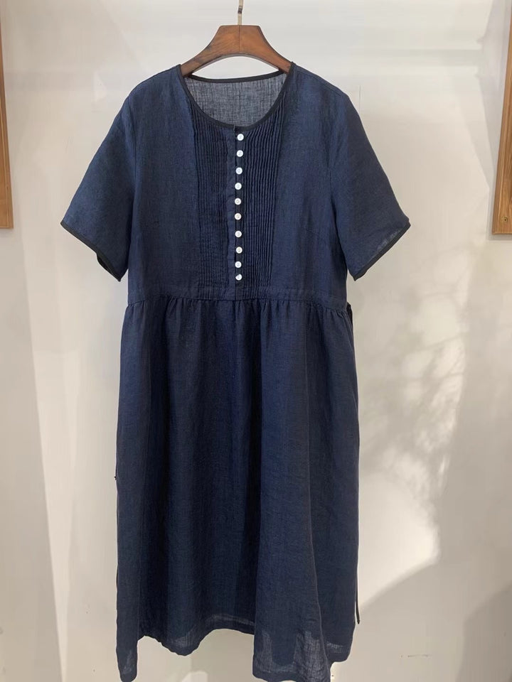 Damen Freizeit Kurzarm Hemdblusenkleid Drune