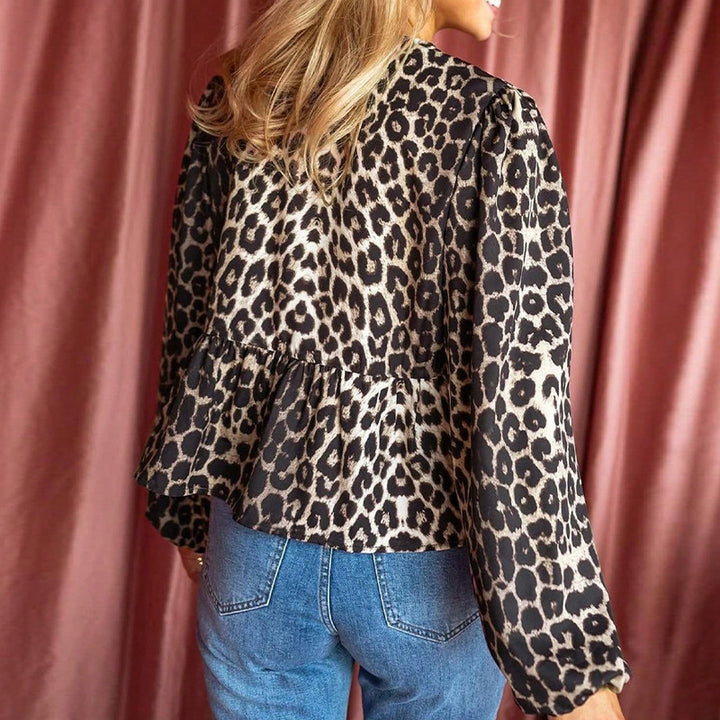 Damen Oberteil mit schickem Leopardenmuster und Rüschendetails Drune