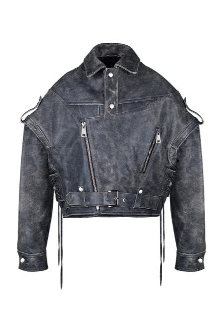 Drune | Edge - Abgenutzte Schnür-Bikerjacke