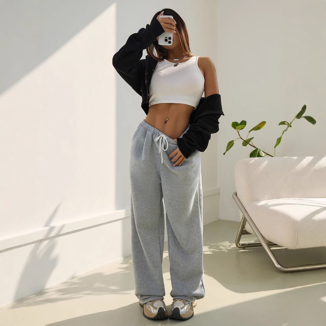 Damen bequeme Sweathose mit lässigem Schnitt und seitlichen Eingrifftaschen Drune