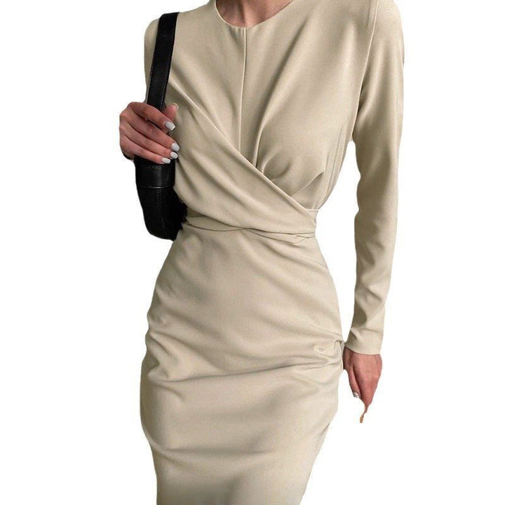 Damen Elegantes Wickelkleid mit Langarm und figurbetontem Schnitt Drune